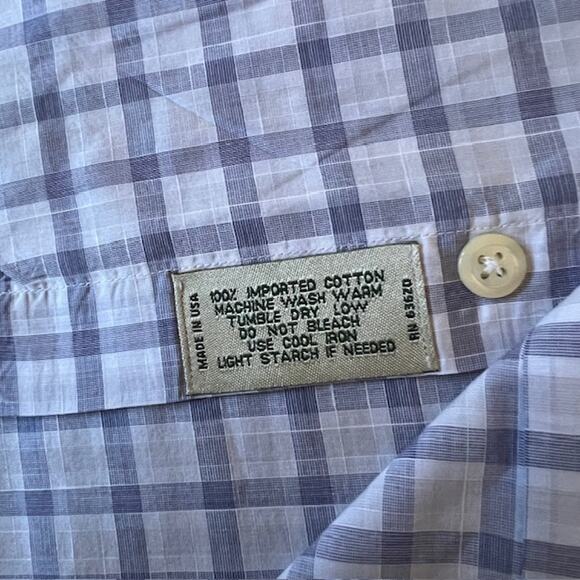 Gitman Bros Long Sleeve Button Up Shirt Mens XXL Blue White Check Cotton USA - Picture 8 of 8